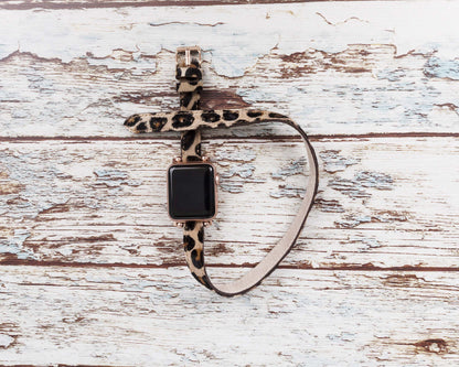 Genuine Leather Double Wrap Apple Watch Band Series 11/10/9/8/7/6/5/4/ SE / Ultra 1/2/3