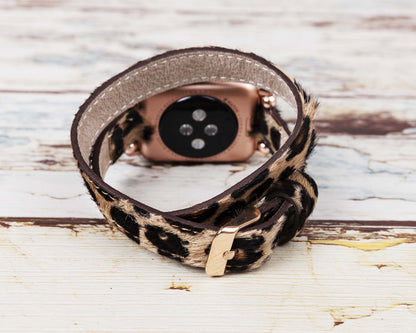 Genuine Leather Double Wrap Apple Watch Band Series 11/10/9/8/7/6/5/4/ SE / Ultra 1/2/3