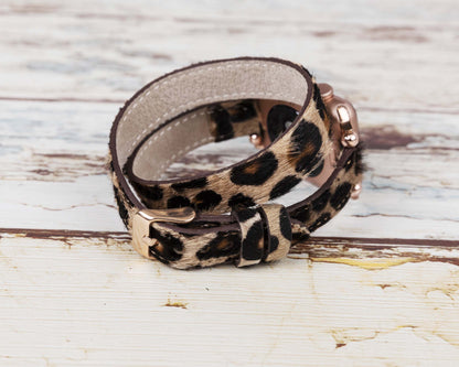 Genuine Leather Double Wrap Apple Watch Band Series 11/10/9/8/7/6/5/4/ SE / Ultra 1/2/3