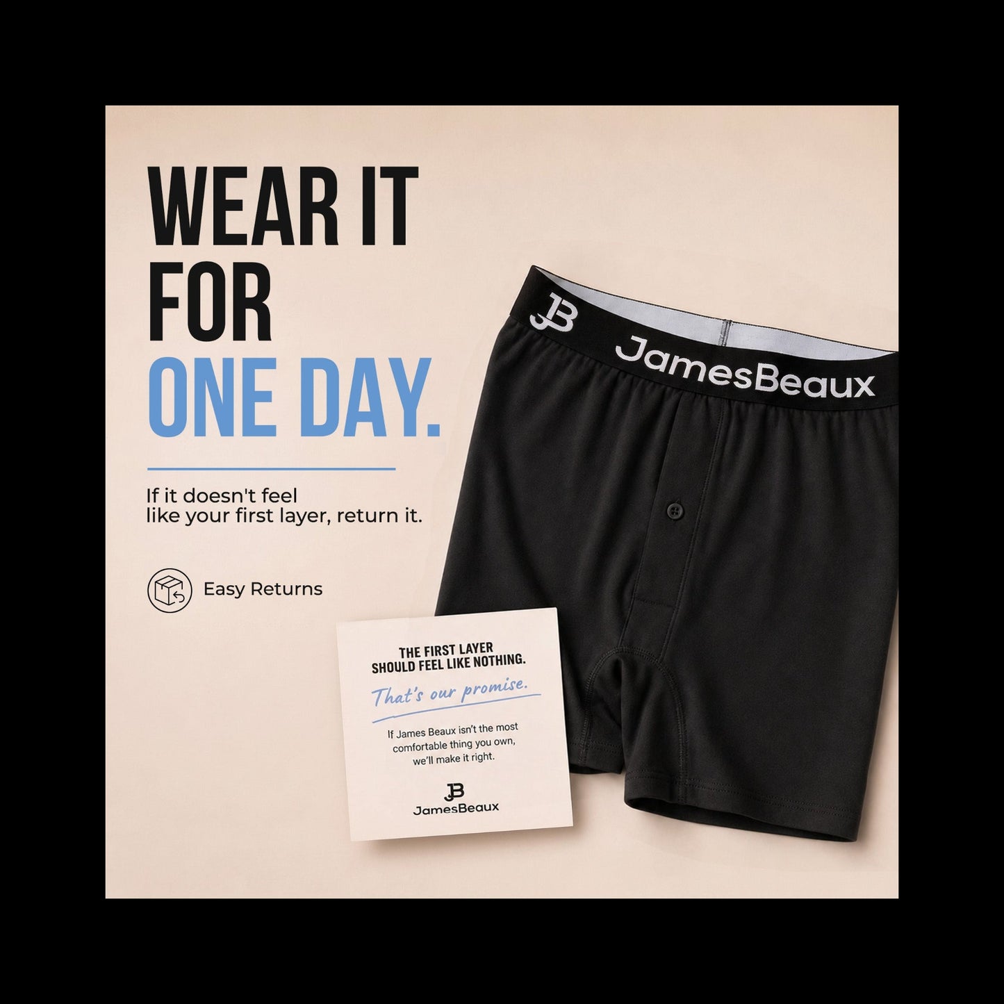 Men's Bamboo Boxer Shorts - Ultra-Soft & Breathable Underwear (Black)