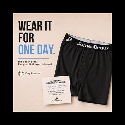Men's Bamboo Boxer Shorts - Ultra-Soft & Breathable Underwear (Black)