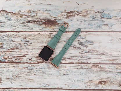 Green Leather Apple Watch Band Series 11/10/9/8/7/6/5/4/ SE / Ultra 1/2/3