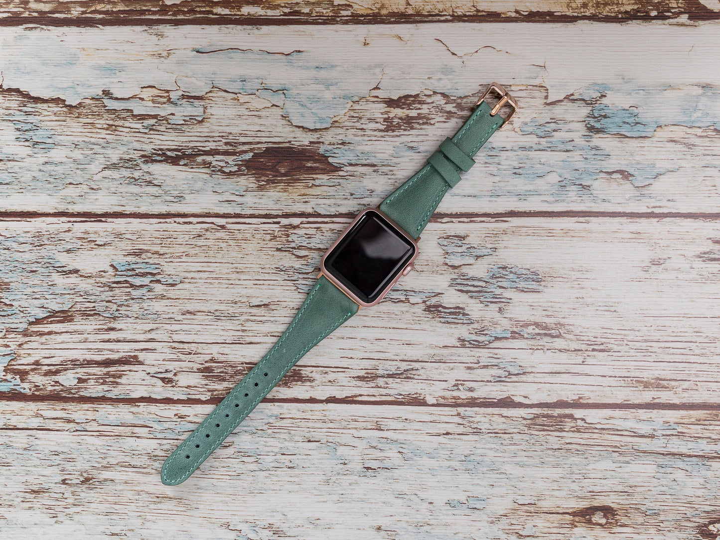 Green Leather Apple Watch Band Series 11/10/9/8/7/6/5/4/ SE / Ultra 1/2/3