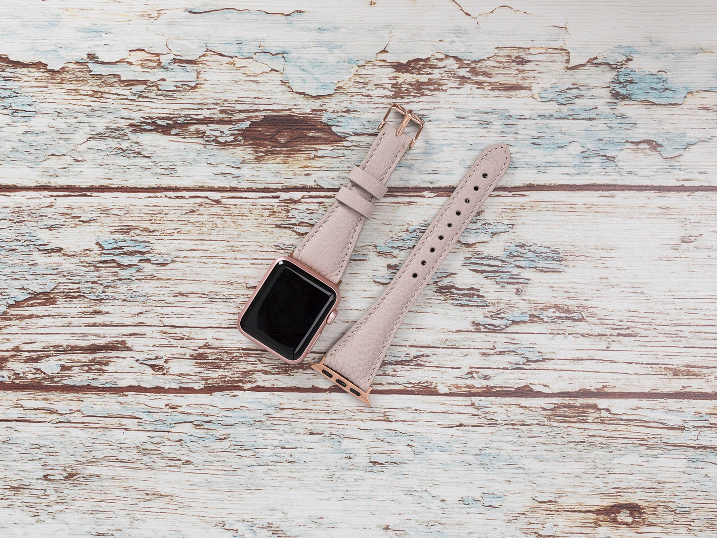 Beige Leather Apple Watch Band Series 11/10/9/8/7/6/5/4/ SE / Ultra 1/2/3