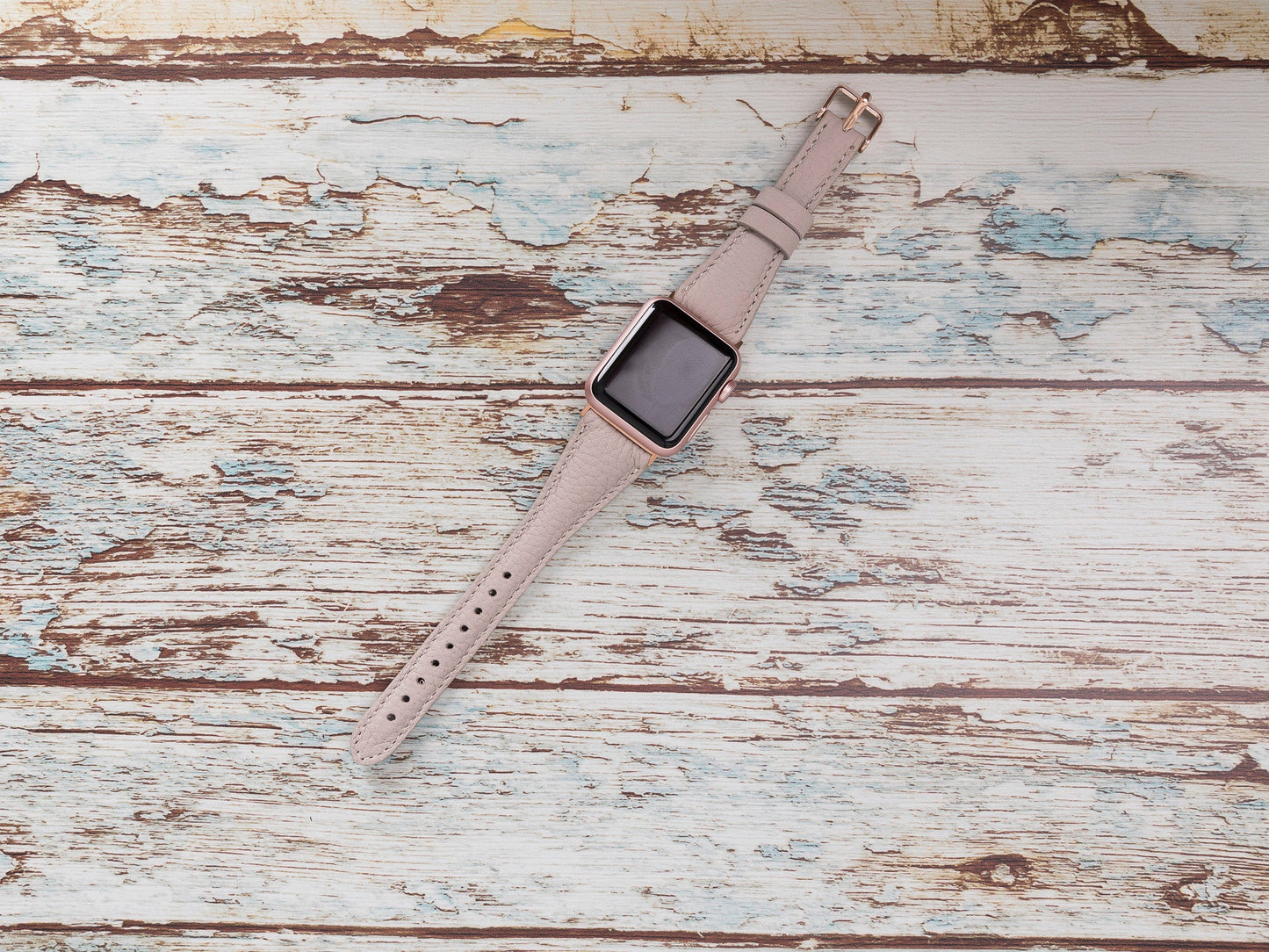 Beige Leather Apple Watch Band Series 11/10/9/8/7/6/5/4/ SE / Ultra 1/2/3