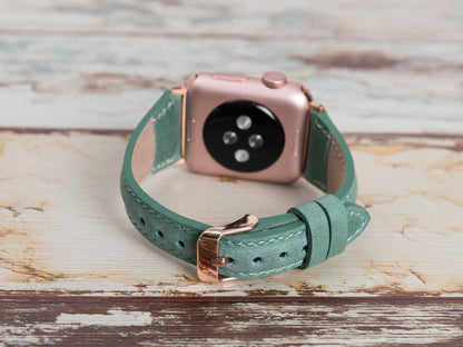 Green Leather Apple Watch Band Series 11/10/9/8/7/6/5/4/ SE / Ultra 1/2/3