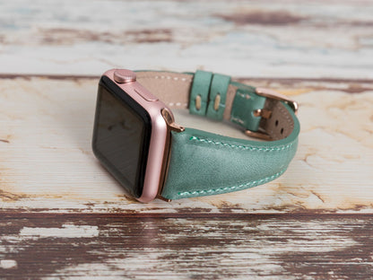 Green Leather Apple Watch Band Series 11/10/9/8/7/6/5/4/ SE / Ultra 1/2/3