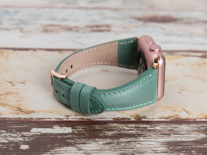 Green Leather Apple Watch Band Series 11/10/9/8/7/6/5/4/ SE / Ultra 1/2/3
