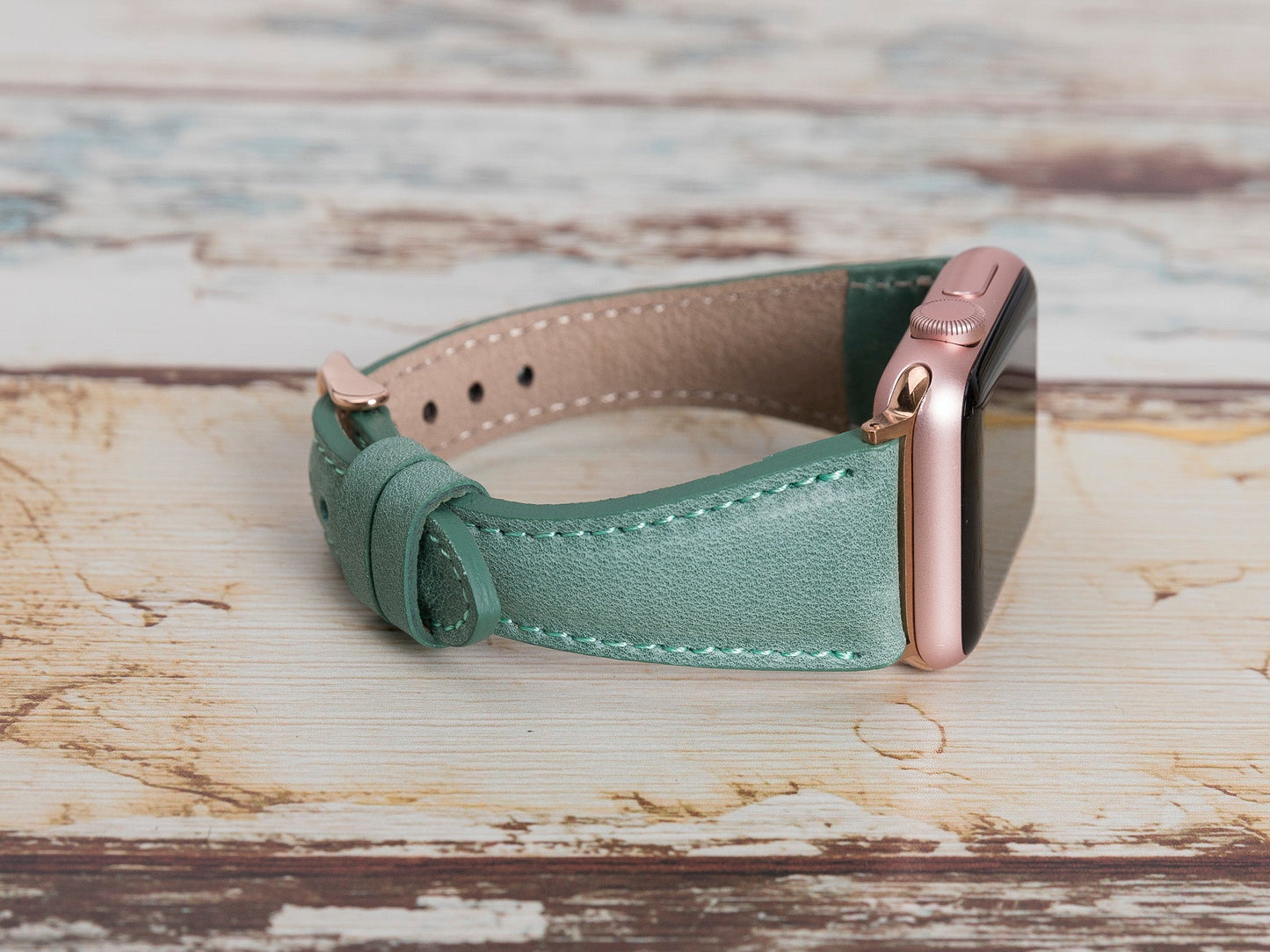 Green Leather Apple Watch Band Series 11/10/9/8/7/6/5/4/ SE / Ultra 1/2/3