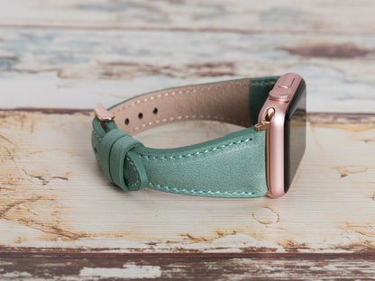 Green Leather Apple Watch Band Series 11/10/9/8/7/6/5/4/ SE / Ultra 1/2/3