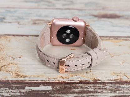 Beige Leather Apple Watch Band Series 11/10/9/8/7/6/5/4/ SE / Ultra 1/2/3