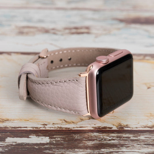 Beige Leather Apple Watch Band Series 11/10/9/8/7/6/5/4/ SE / Ultra 1/2/3