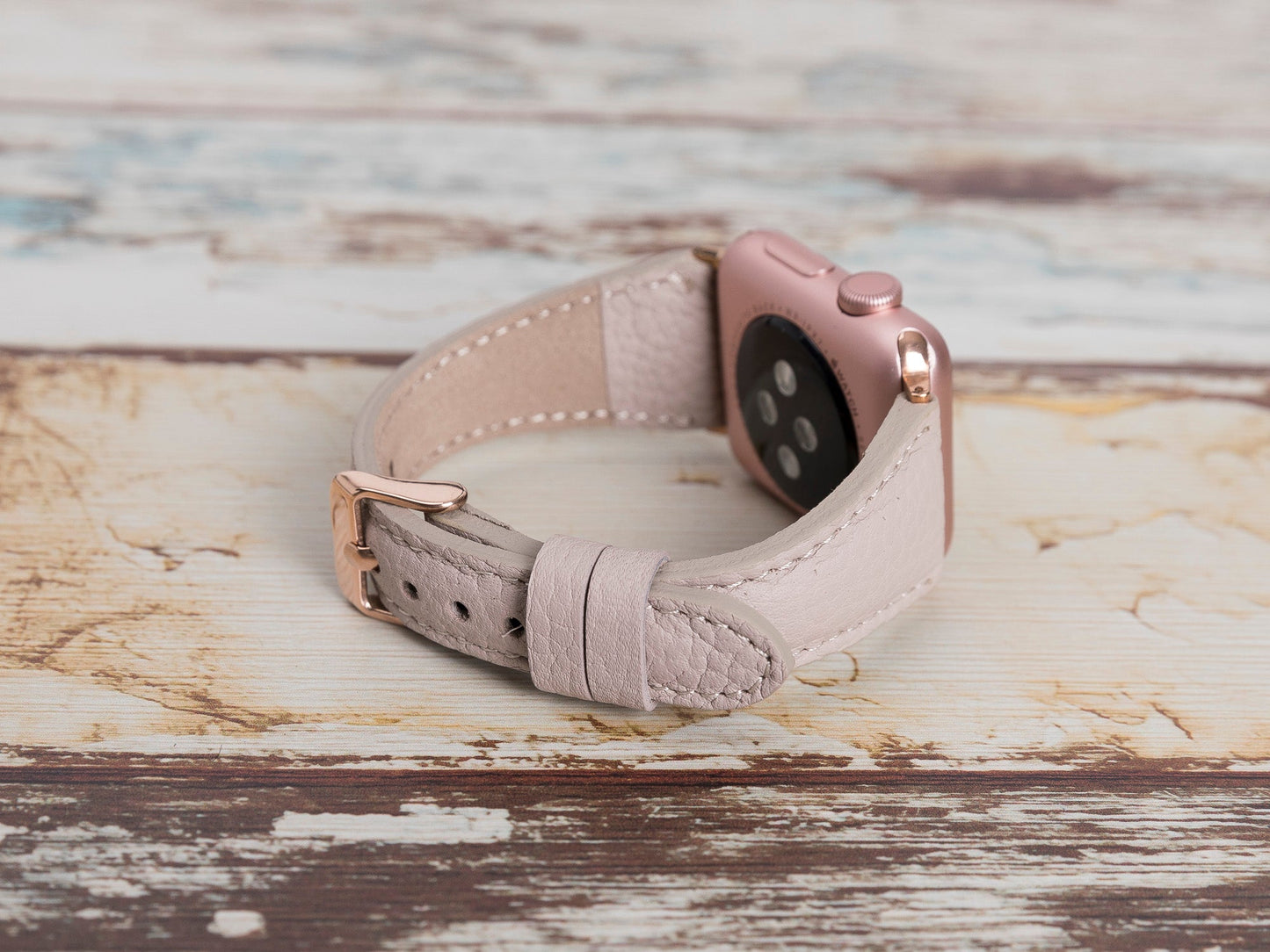 Beige Leather Apple Watch Band Series 11/10/9/8/7/6/5/4/ SE / Ultra 1/2/3