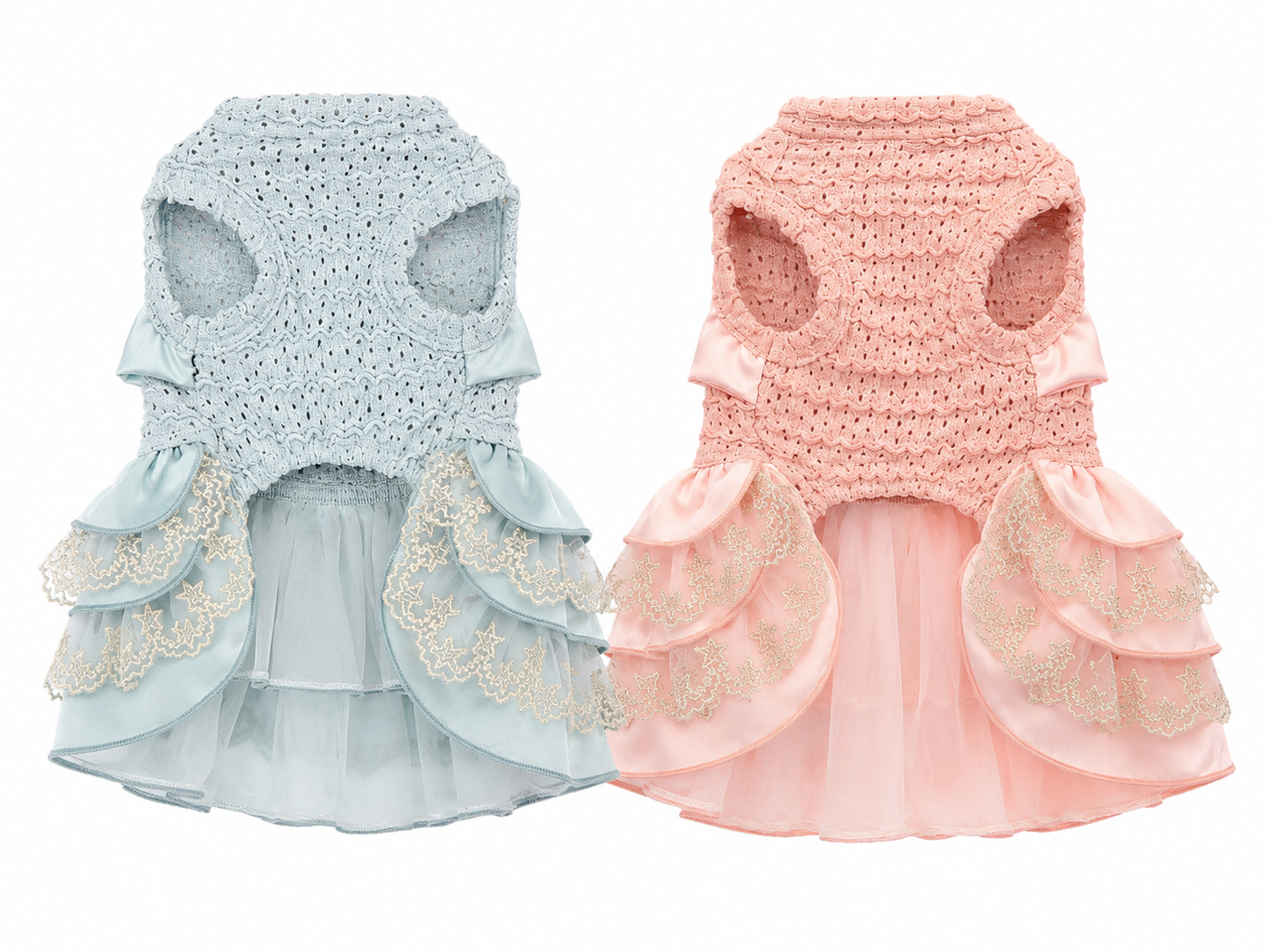 Luxury Princess Dog Dress with Big Bow | Lace Ruffle Puppy Party Dress