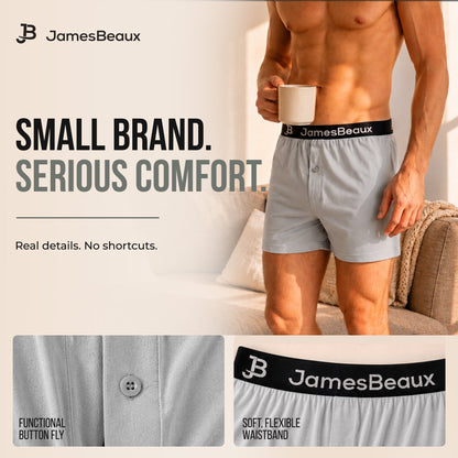 Men's Bamboo Boxer Shorts - Ultra-Soft & Breathable Underwear (Heather Gray)