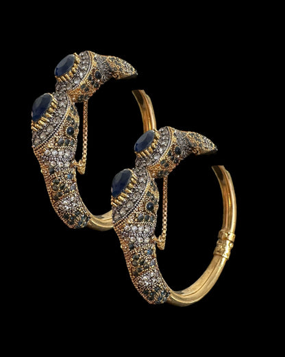 BG807 SALWA zircon bangles -Blue , openable ( SHIPS IN 4 WEEKS  )