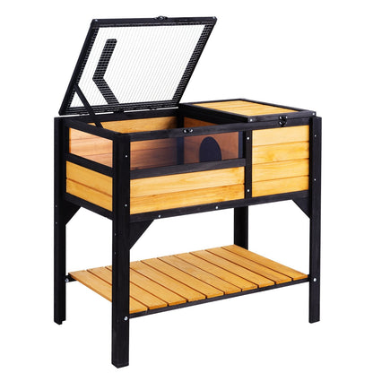 Elevated Cedar Tortoise House with Storage