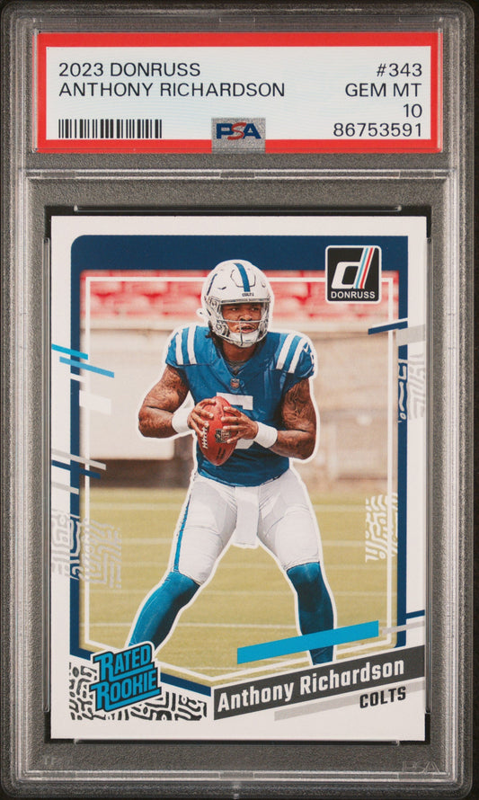 Graded 2023 Panini Donruss Anthony Richardson #343 Rookie RC Football Card PSA 10 Gem Mint