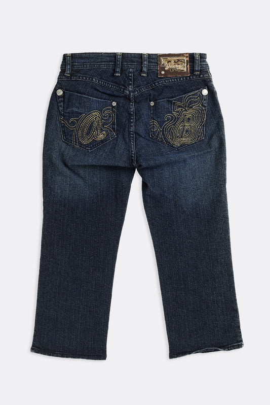 Deadstock Apple Bottom Gold Embroidered Denim Capris - W28, W30