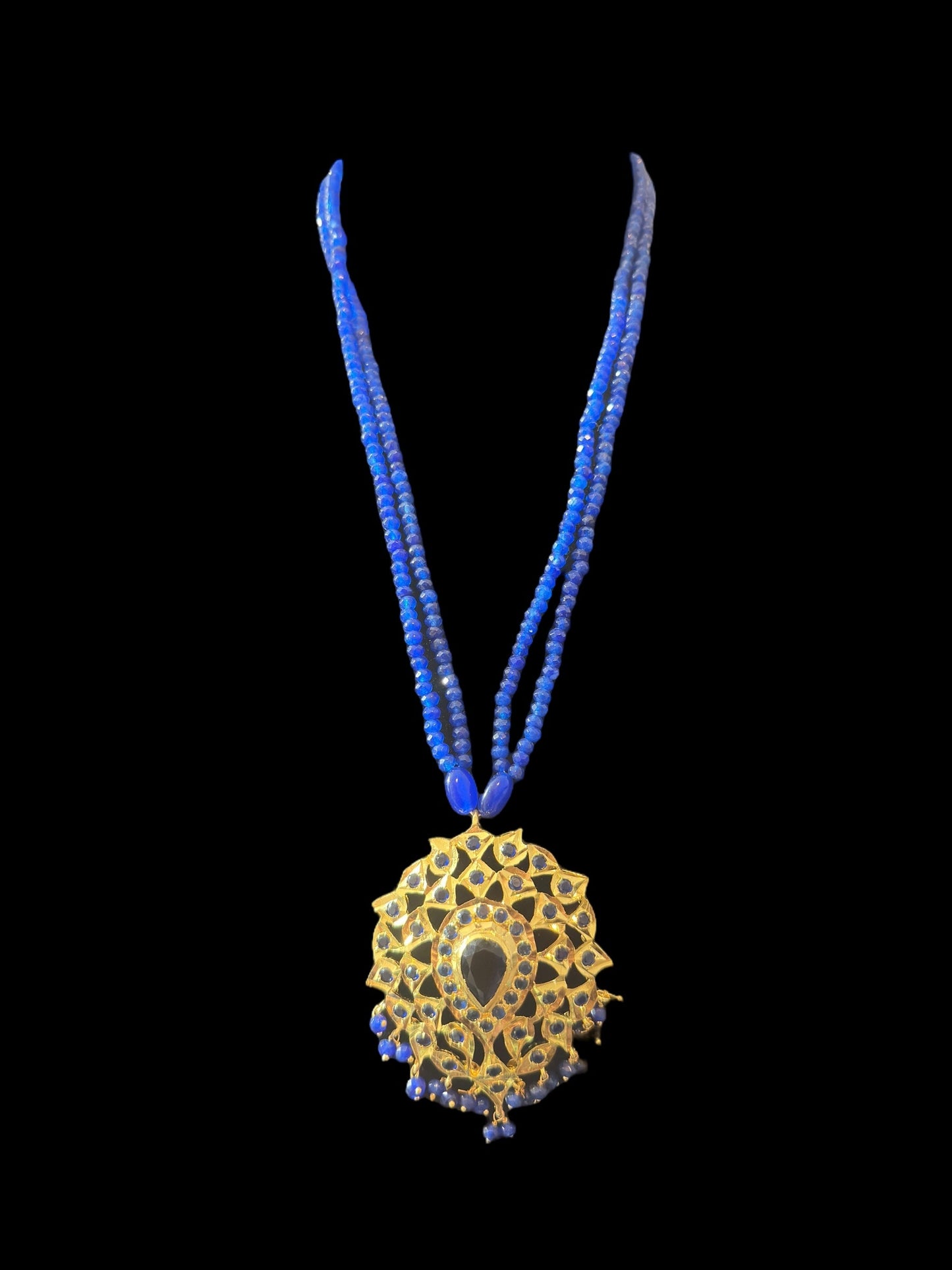 PS505 Elena faux sapphire pendant set ( SHIPS IN 2 WEEKS  )