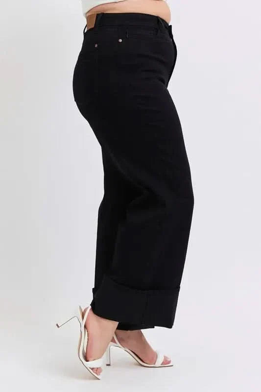 Judy Blue Full Size High Waist Reto Wide Leg W/ Cuff
