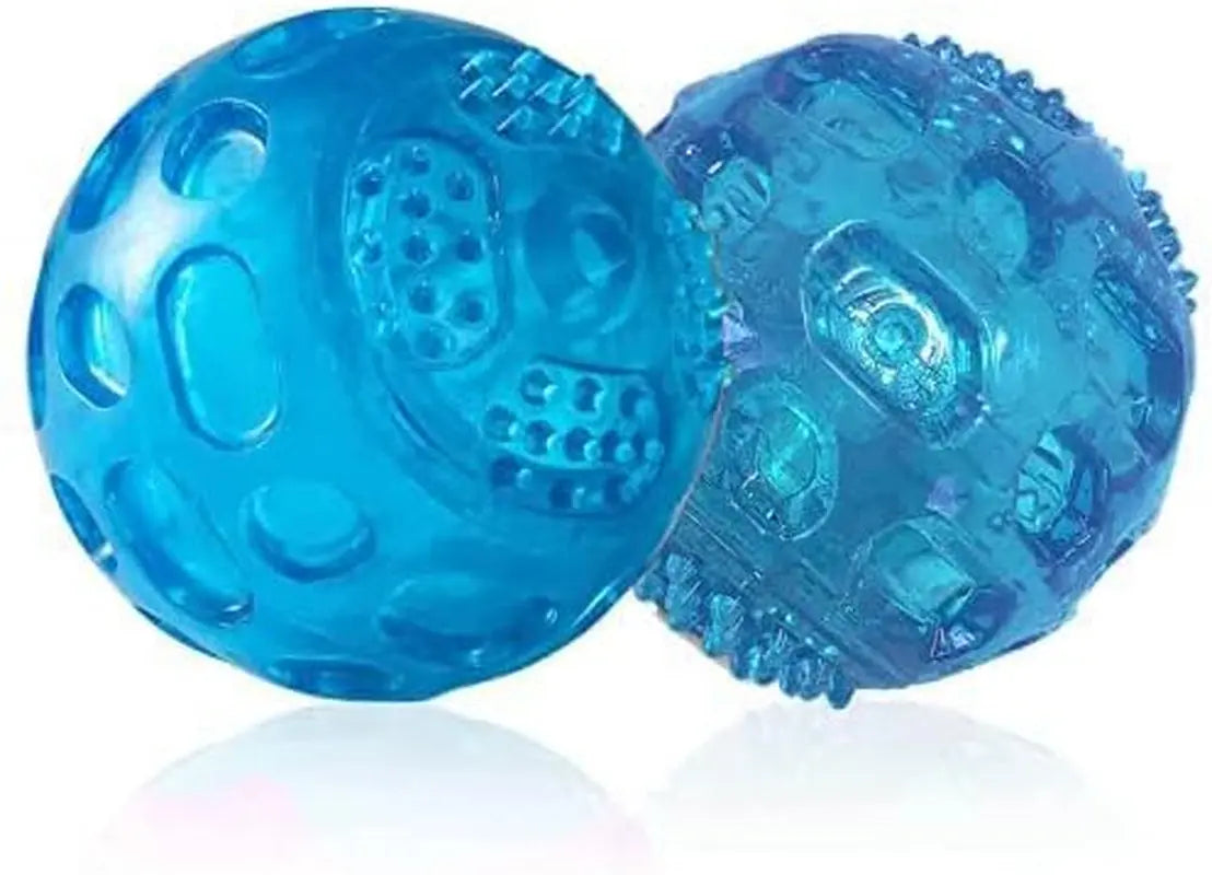 3'' Squeaky Dog Toy Balls for Large Medium Breed, Indestructible Dog Balls for Playing, Fetching & Retrieving, Durable Aggressive Chewers, 2 PCS Blue
