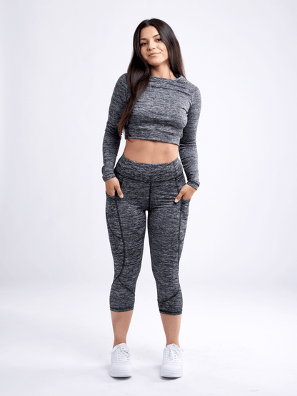 JupiterGear Mid-Rise Capri Fitness Leggings with Side Pockets