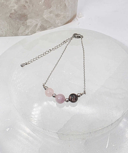 I AM ENOUGH - Kunzite, Rose Quartz, Rhodonite Gem Jewelry Set