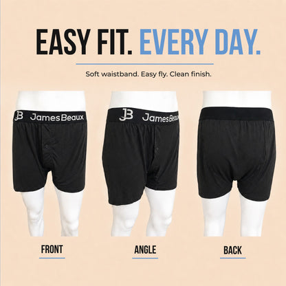 Men's Bamboo Boxer Shorts - Ultra-Soft & Breathable Underwear (Black)
