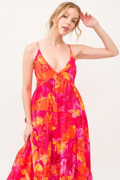 And The Why Floral Tiered Maxi Cami Dress with Pockets