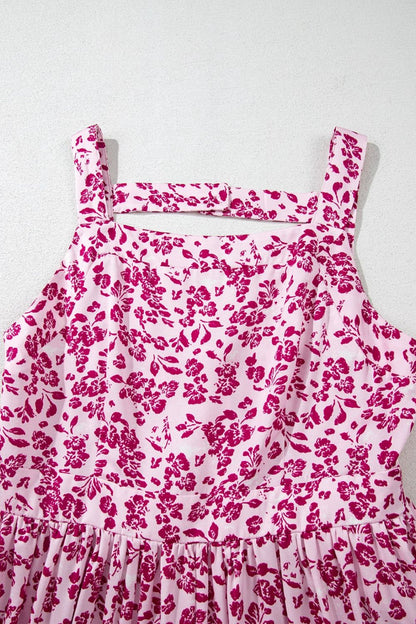 Floral Cutout Back Square Neck Maxi Dress