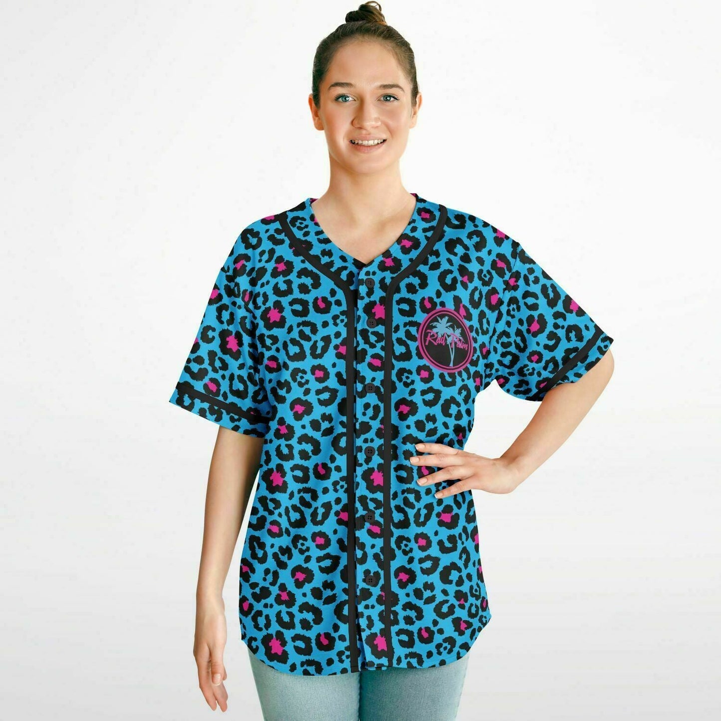 Pink and Blue Leopard Reversible Baseball Jersey