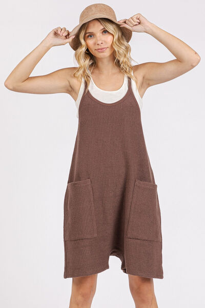 Mittoshop Scoop Neck Spaghetti Strap Overalls with Pockets #2
