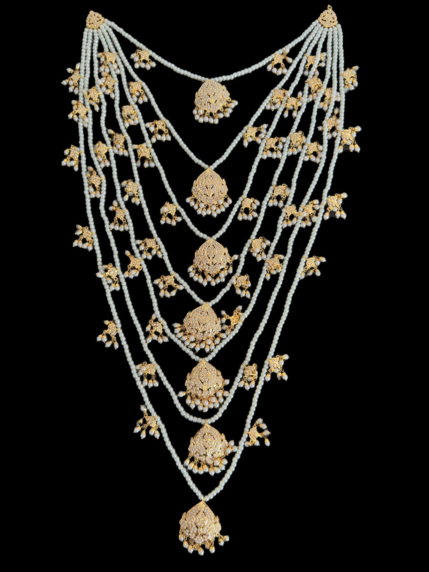 SAT115 Anya jadau 7 layered / satlada in Pearls ( READY TO SHIP )