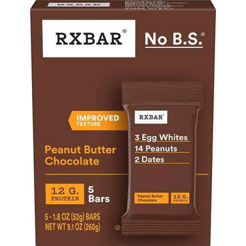 Rxbar Protein Bars, Protein Snack, Snack Bars, Peanut Butter Chocolate, 9.1Oz Box (5 Bars)