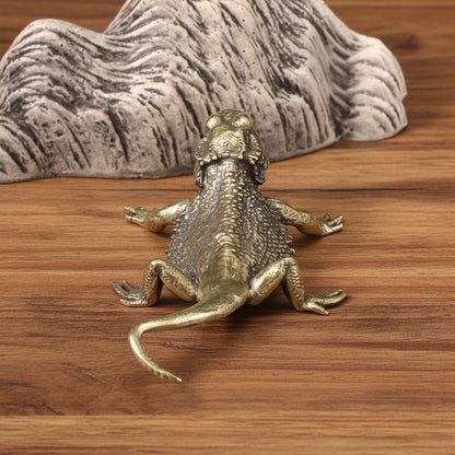 Brass Bearded Dragon Miniature Figurine