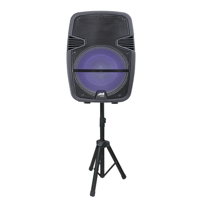 Naxa Portable 15 inch Bluetooth Party Speaker with Disco Light and Stand