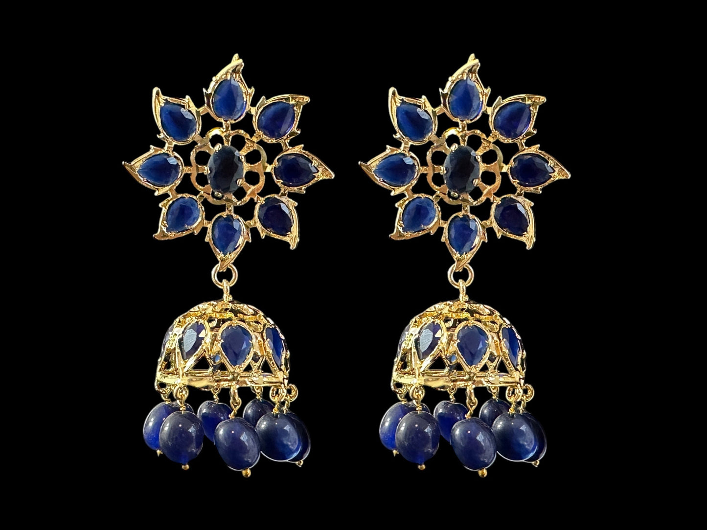C539 Jadavi lacha with karanphool in blue / sapphire ( READY TO SHIP)