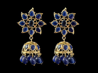 C539 Jadavi lacha with karanphool in blue / sapphire ( READY TO SHIP)