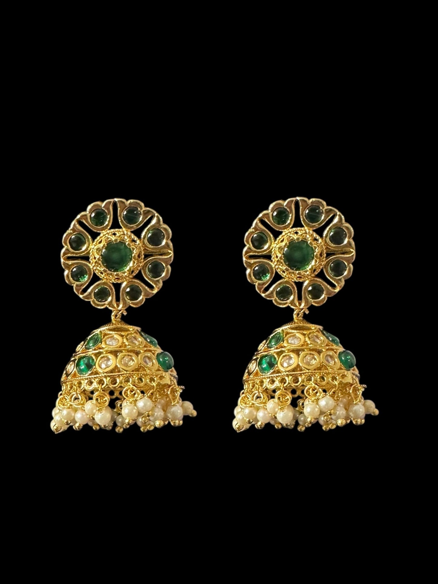 DER794 Mona polki jhumka - green ( READY TO SHIP )