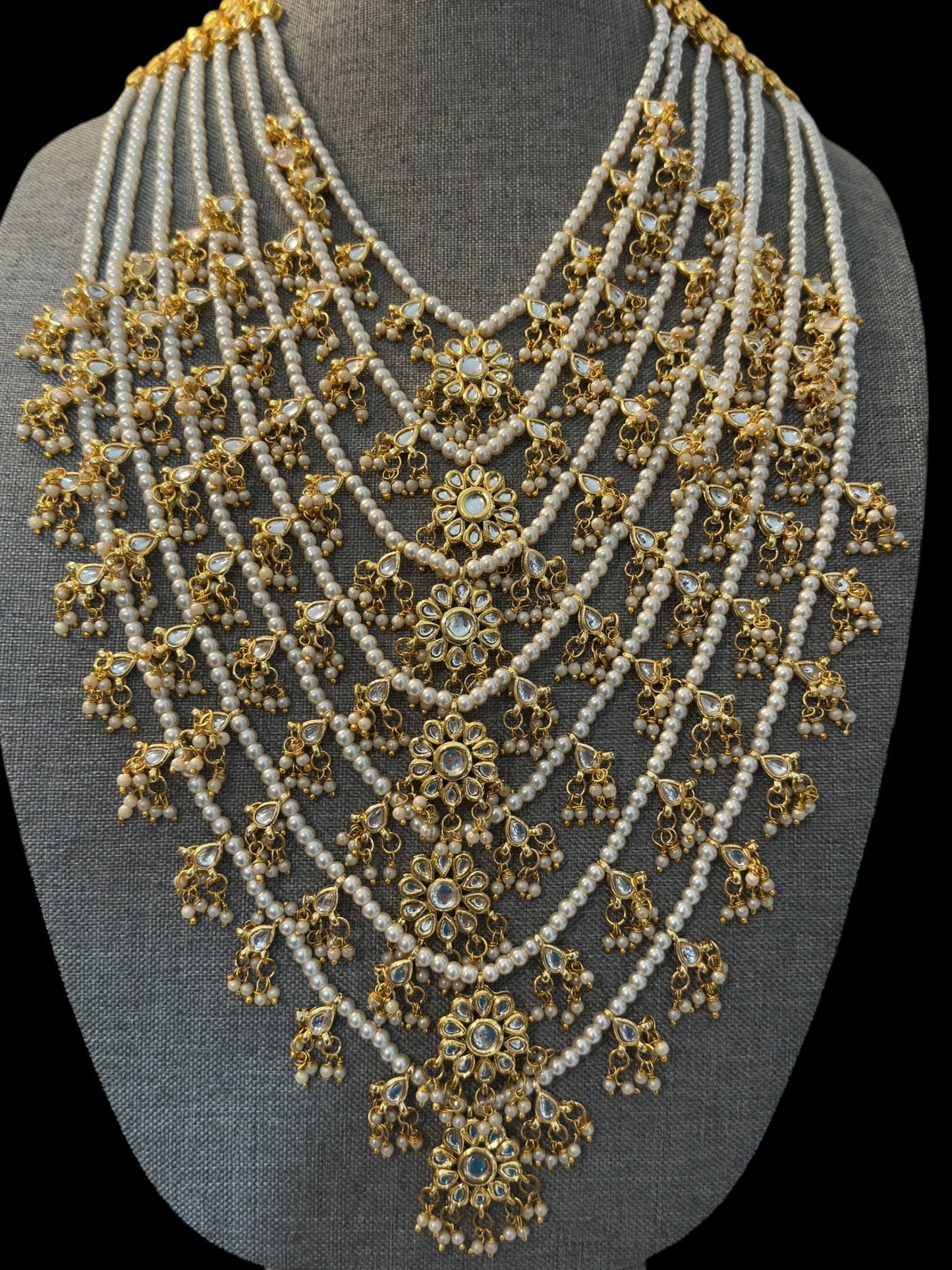SAT109 ANSA 7 layer satlada in kundan and pearls ( READY TO SHIP )