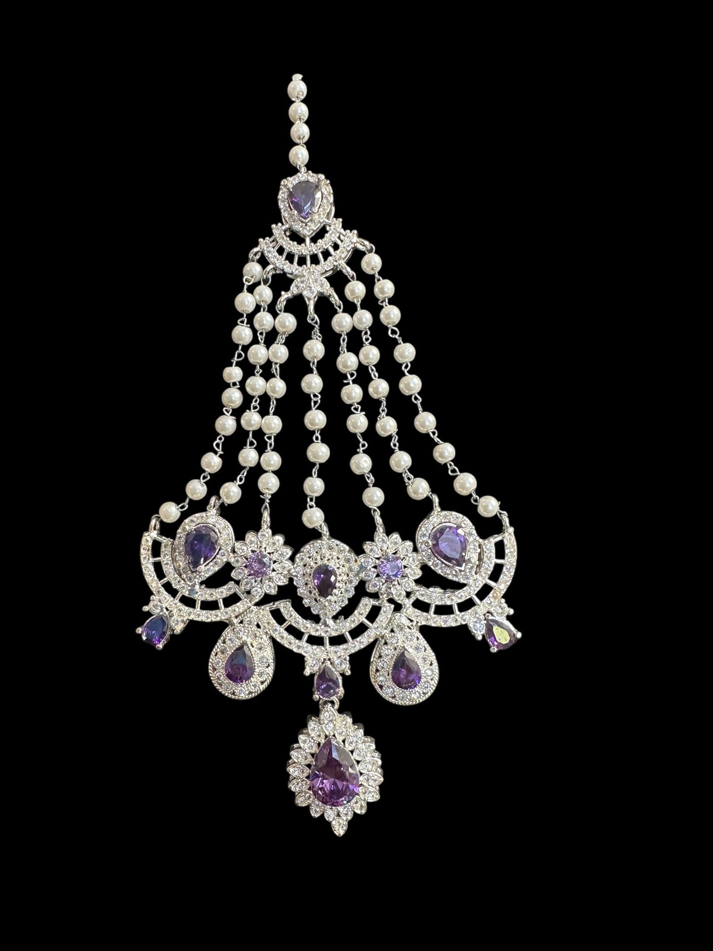 BR476 Sabina Cz bridal set in silver plating with purple  ( READY TO SHIP )