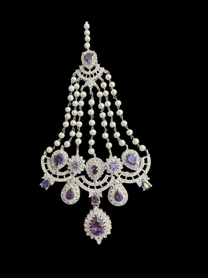 BR476 Sabina Cz bridal set in silver plating with purple  ( READY TO SHIP )