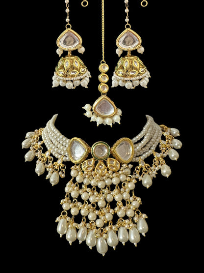 BR499 Nudar bridal set in kundan and pearls ( READY TO SHIP )