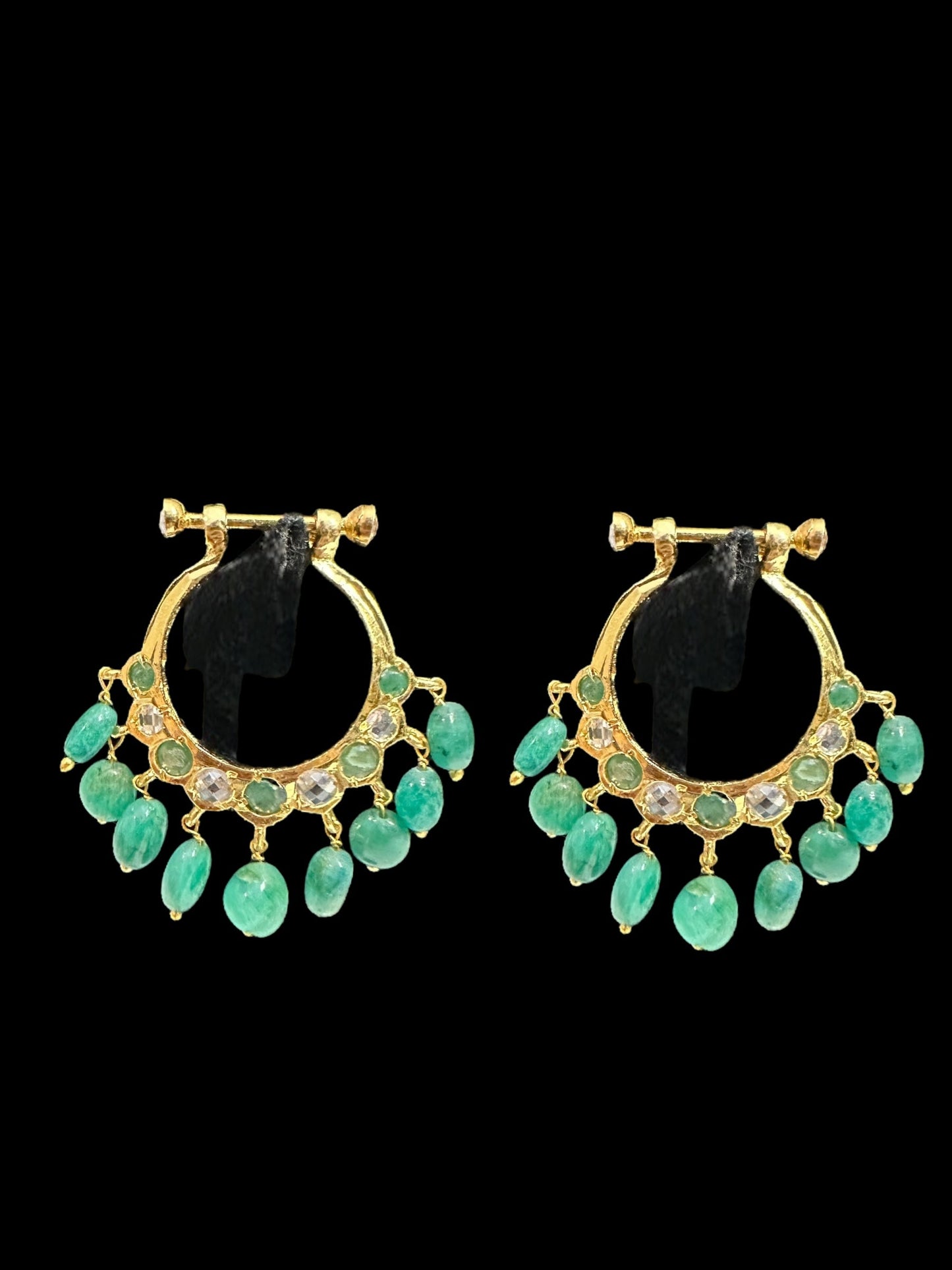 DER635 Neda natural emerald chandbali( READY TO SHIP )