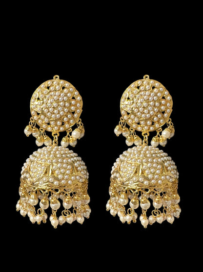 DER795 Jadau jhumka in pearls ( SHIPS IN 3 WEEKS )