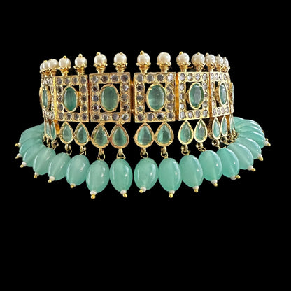 C506 Gauhar hyderabadi choker in mint blue ( READY TO SHIP )