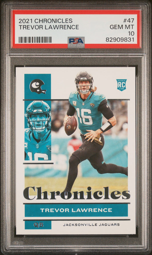 Graded 2021 Panini Chronicles Trevor Lawrence #47 Rookie RC Football Card PSA 10 Gem Mint