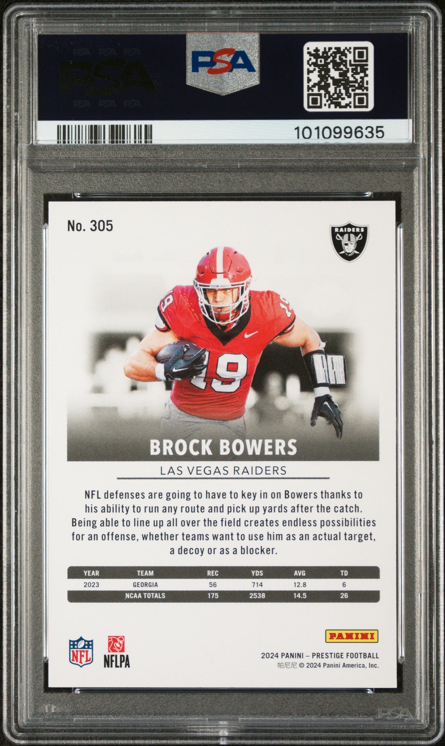 Graded 2024 Panini Prestige Brock Bowers #305 Rookie RC Football Card PSA 10 Gem Mint