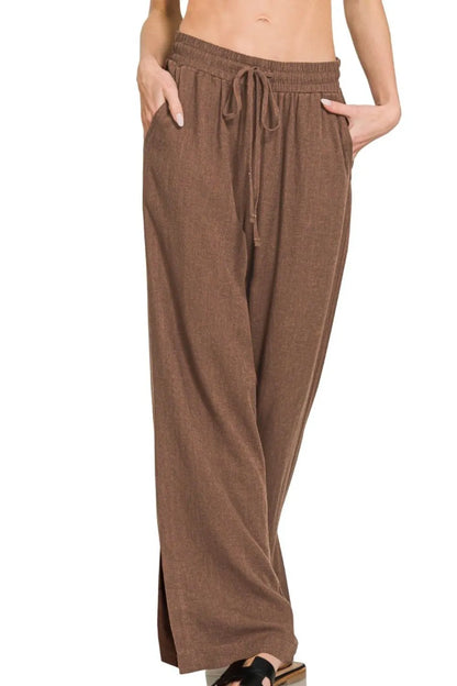 Zenana Linen Drawstring Pants